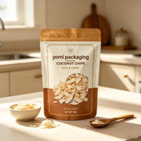 Sachet alimentaire personnalisé imprimé en plastique, refermable, en aluminium recyclable, pour tranches de noix de coco et fruits secs