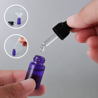 10pcs 3ml Bouteille violette + Bouchon noir + Ensemble de flacons compte-gouttes en verre à pointe en caoutchouc noir