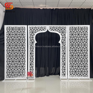Support de toile de fond en arc de fête de mariage en fer lisse avec design de miroir-Taille personnalisable pour la décoration de scène de mariage - Product Image 1