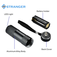 Usine En Gros 3A Batterie 395nm 9 LED UV Mini Lampe De Poche En Alliage D'aluminium UV Torche Lumière