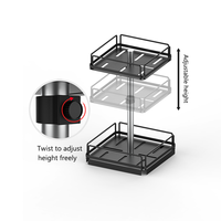 Neues 2-stöckiges Lazy Susan Metall-Drehgewürzregal, drehbarer Gewürzglas-Organizer aus Edelstahl und Glas