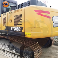 Excavatrice d'occasion Sany SY205C de 20,5 tonnes, à faible nombre d'heures, sur chenilles, diesel, hydraulique, excellent état, prête à être expédiée FOB
