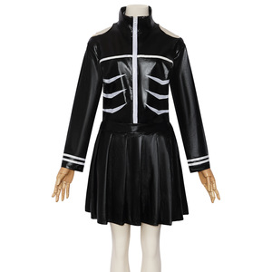 Costume de scène cosplay noir style cuir pour Halloween, personnage d'anime <span class=keywords><strong>Kirishima</strong></span> Toka, haut + jupe - Product Image 1