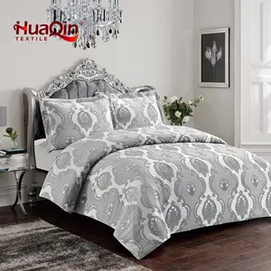 100% Set di biancheria da letto in Jacquard in raso di poliestere 3 pezzi, copripiumino da sposa di lusso, Set di biancheria da letto in raso di seta Queen Size