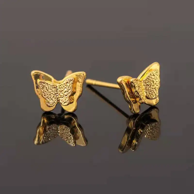 Farfalle 14k oro placcato in acciaio inox orecchini gioielli coreano elegante orecchino
