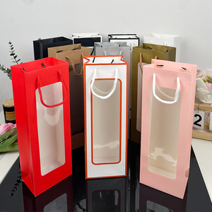Fabricant Sac en papier <span class=keywords><strong>Spote</strong></span> Fenêtre ouverte Transparent Pvc Cadeau Sac Emballage Sac - Product Image 1