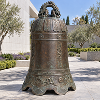 Sculpture de cloche antique en bronze, laiton et cuivre, grande cloche de temple personnalisée pour hôtel, cour, jardin, musée, place publique