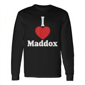 T-shirt à manches longues avec nom personnalisé I Love Maddox Heart - Product Image 3