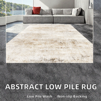 Modern Woven Abstract Polyester Low Pile Rug Pet Friendly Washable Non-Slip TPR Backing Light Grey Living Room Camping Travel