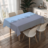Nappe rectangulaire en PVC imprimé RNPT bleu clair à motifs tropicaux subtils pour les fêtes