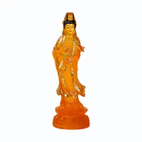 Dini reçine Guan Yin Amber Mini buda heykeli ayakta ev dekor için