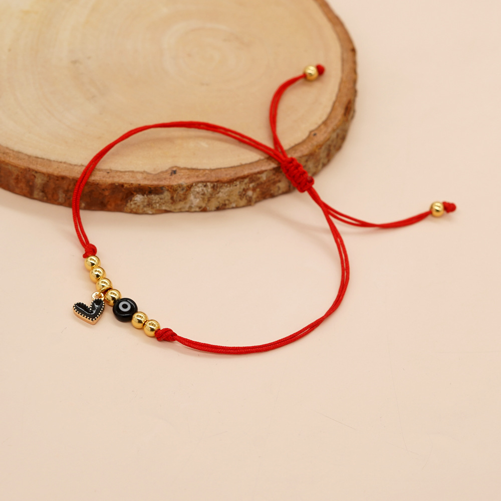 Friendship Lucky Red String - D-Evil Eye Enamel Heart Bracelet