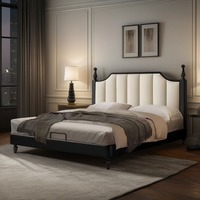 Cadre de lit capitonné vertical de luxe moderne, lit king-size rembourré, tête de lit cannelée de style français, lit double pour chambre principale