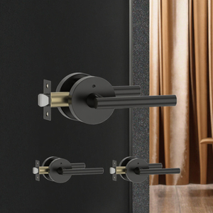 Amerdeco - Juego de 3 Manijas de Puerta de Acero Inoxidable/Latón Negro Mate, Resistentes, para Privacidad, Reversibles, sin Llave, Ambidiestras, para Puertas - Product Image 3