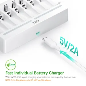 LED Battery Charger 8 Slots Fast Charge Aa Aaa Rechargeable Battery Charger