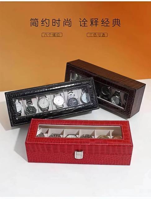 Premium Multiple Slots PU Leather Watch Display Case Crocodile Embossed Lid Soft Pearl Velvet Men's Luxury Quartz Watch Box