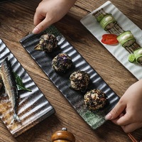 Assiette à sushi en porcelaine de style japonais, 12-14 pouces, rectangulaire, plat à sashimi, passe au micro-ondes, pour restaurant, izakaya, restauration