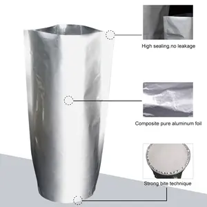 Omposite-forros de tambor de 55 galones, papel de aluminio puro de 208 l, bolsa de papel de aluminio de fondo redondo para almacenamiento