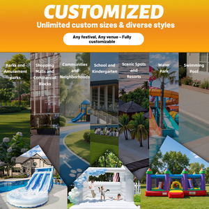 Château gonflable aquatique pour enfants, toboggan aquatique commercial gonflable à double piste avec piscine - Product Image 6