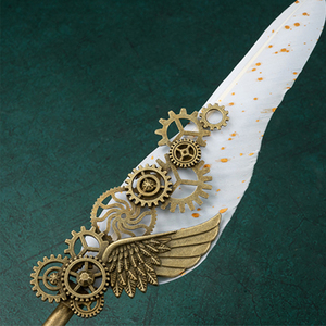 Stylo à plumes de calligraphie mécanique, boîte-cadeau rétro élégant, sceau de cire, plume d'oie, ensemble cadeau avec plumes d'encre, porte-stylo - Product Image 6