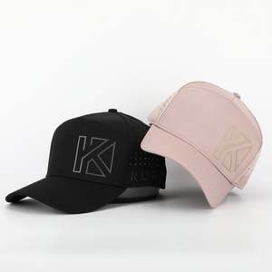 OEM personalizado 7 paneles 100% poliéster Spandex goma parche Logo ala curva Gorras sombrero láser agujero perforado gorras de béisbol - Product Image 1