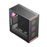 Casing Pc komputer untuk Desktop, casing komputer game Desktop Hd USB 3.0 ATX dengan desain serbuk kayu untuk Desktop