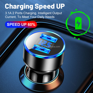 15 wát LED hiển thị kỹ thuật số Car Charger 2USB đa chức năng hợp kim nhôm Dual USB giao diện 5V/3.1A Flash sạc xe - Product Image 4