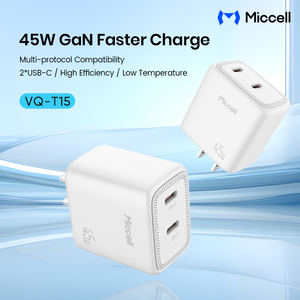 อะแดปเตอร์ชาร์จโทรศัพท์มือถือ Miccell Wholesale GaN 45W แบบ <span class=keywords><strong>2</strong></span> พอร์ต Type C ชาร์จเร็ว สำหรับ iPhone, Xiaomi, <span class=keywords><strong>Huawei</strong></span> - Product Image 2