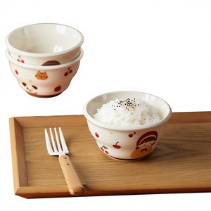 ชามข้าวเซรามิกเคลือบสีใต้เคลือบ ขนาด 4.5 นิ้ว ชามเล็กสำหรับใช้ในบ้าน ใช้กับไมโครเวฟได้ ลายการ์ตูนน่ารัก สไตล์สร้างสรรค์ ผลิตจากโรงงาน - Product Image 1