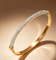 Gelang Baja Anti Karat Lapis Emas 18k PVD Grosir, Anti Kusam, untuk Perhiasan Wanita Modis