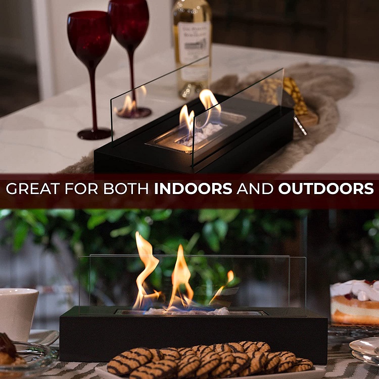 Portable Ventless Indoor Bioethanol Fireplace Metal Tabletop