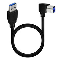 Cable USB 3.0 de Tipo A Macho a Tipo B Macho, Cable en Ángulo Recto de 90 Grados para Impresora, Monitor, Estación de Acoplamiento, Discos Duros Externos, Escáner