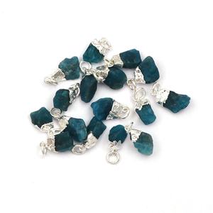 Mode argent plaqué bricolage connecteur breloques naturel rugueux néon apatite pierres précieuses bijoux composants résultats de bijoux - Product Image 1