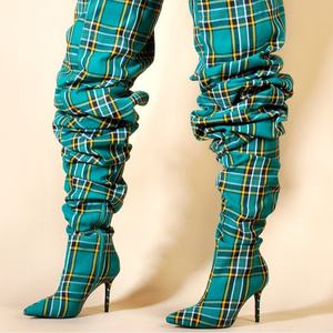 European American style new <b>spring</b> autumn women stiletto knee high <b>boots</b> fashion versatile women club runway party high top <b>boot</b> - Product Image 5