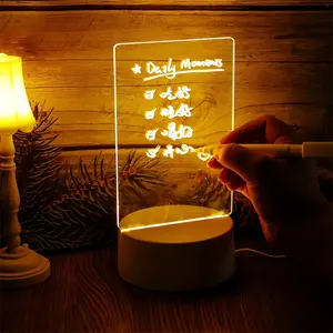 Gepersonaliseerde Valentijnsdag Cadeau 3d Diy Led Tafel Licht Blanco Acryl Handschrift Bord Bericht Led Memo Nachtverlichting