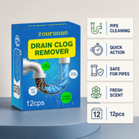 Zourunan - Desatascador de Drenajes para Uso Diario, 12 Unidades por Caja, Mantenimiento de Tuberías de Cocina y Baño, Venta al por Mayor, Marca Privada