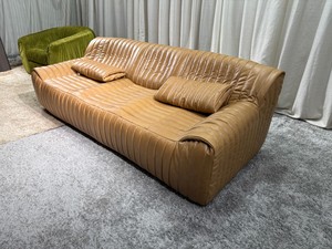 Divano in Pelle Nervata di Lusso Stile <span class=keywords><strong>Terrazza</strong></span> Postmoderno, Divano Sezionale in Pelle Bovina di Prima Qualità per Salotto di Design - Product Image 2