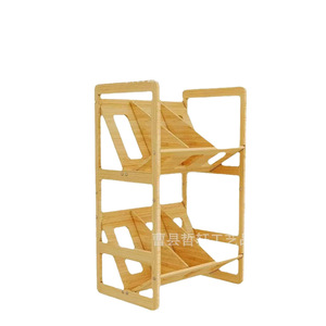 Étagère à CD double couche en bois massif, étagère à livres et magazines pour le rangement du salon, polyvalente et portable - Product Image 1