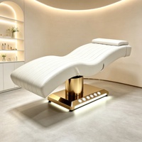 Lit de massage électrique de luxe doré pour salon de beauté, 3 moteurs, pour soins du visage et extensions de cils