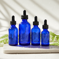 Cetakan layar botol Serum Perawatan Kulit 1oz 4 Oz 60ml 30ml Amber biru kaca bening penetes minyak esensial botol kaca Boston