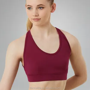 C2416 Yoga Tanz Top Großhandel roten Bauchtanz Crop Top Ballett BH Tops Kinder Gym Workout Active wear