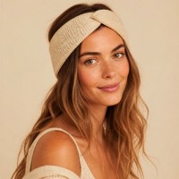 Bandeau en Lin Tricoté pour Femme 55% Lin 45% Coton Biologique 220GSM Respirant Large Extensible Écologique Bandana Turban Personnalisé OEM