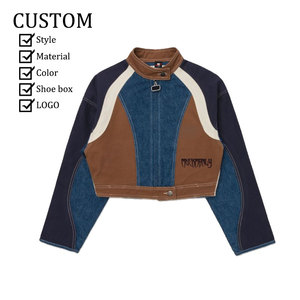 เสื้อแจ็กเก็ตเบสบอลแบบใส่เล่นแนวสตรีทของผู้ชายแบบพอดีตัว-คอปกผ้ายีนส์สีน้ำเงินซักด้วยเครื่องได้ใช้ได้ทั้งชายและหญิง - Product Image 2