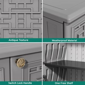 Vente en gros d'usine <span class=keywords><strong>Armoire</strong></span> <span class=keywords><strong>de</strong></span> rangement <span class=keywords><strong>de</strong></span> <span class=keywords><strong>jardin</strong></span> extérieure en résine plastique HDPE à double <span class=keywords><strong>porte</strong></span> étanche et résistante avec étagères en métal - Product Image 3