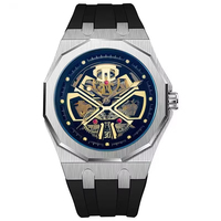 Montres automatiques squelette de luxe pour hommes, mouvement punk, bracelet en silicone, cadran ajouré, design tendance, résistantes à l'eau 3 ATM, élégantes