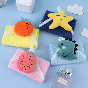 Toalla de mano con forma de animal Fan Xin, de coralina, con diseño de dibujos animados, para colgar en el baño, para niños y adultos - Product Image 3