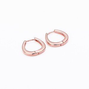 <b>Huggie</b> Earrings Rose Gold Geometric Shape Small Everyday Wear - Product Image 1