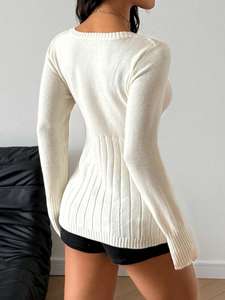 <span class=keywords><strong>Pull</strong></span> léger à manches longues pour femme 2026, coupe ajustée et <span class=keywords><strong>sexy</strong></span> (personnalisable) - Product Image 2