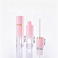 Tubes de brillant à lèvres dégradé givré noir/blanc/rose de 8 ml, forme diamant, conteneur cosmétique personnalisé pour les lèvres, les faux cils et le blush