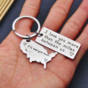 Tôi yêu bạn nhiều hơn dặm giữa chúng tôi <span class=keywords><strong>Keyring</strong></span> đi xa nhà nước Móc Chìa Khóa Valentines món quà dài khoảng cách mối quan hệ vòng chìa khóa - Product Image 4